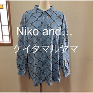 ニコアンド…ケイタマルヤマボタニカル総刺繍が可愛いデニムシャツ新品タグ付M/L
