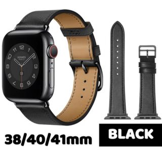 アップルウォッチ(Apple Watch)のApple Watch バンド 合皮 38/40/41mm ブラック(レザーベルト)