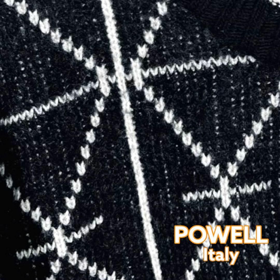 【パウエル】ニット セーター ウール混 総柄 イタリア製 ブラック XL メンズ 5