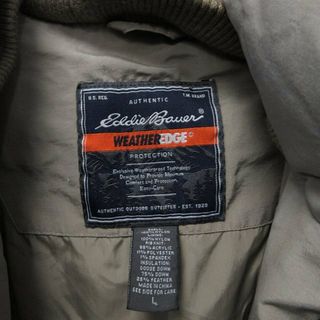 Eddie Bauer／リバーシブルフード付ダウンコート カーキ×オレンジ【M