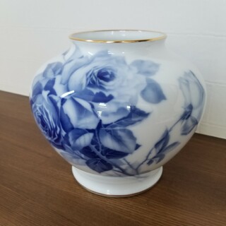 大倉陶園 - OKURA 大倉陶園 ブルーローズ 花瓶 花器 フラワーベース