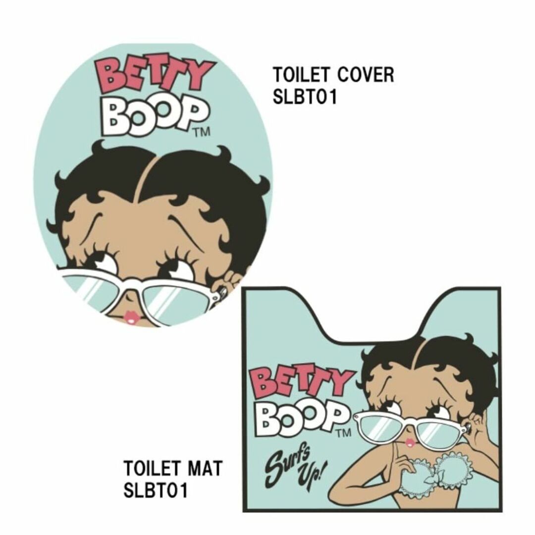 色: 3.ブルートイレカバー＆トイレマット 2点セット BETTY BOOP