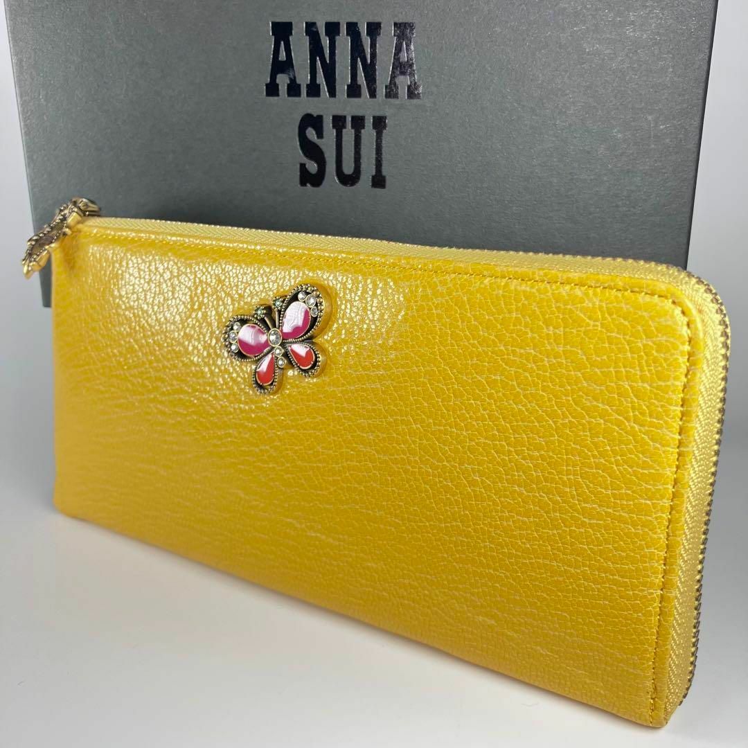 財布アナスイ ANNA SUI ジョイ L字ファスナー 財布 バタフライブローチ