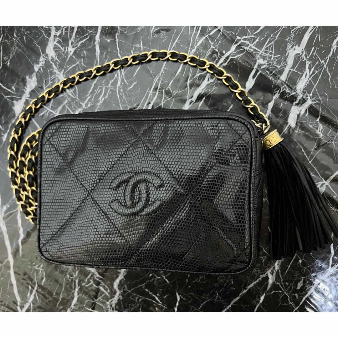 CHANEL - ヴィンテージ シャネル リザード デカココ フリンジ チェーン