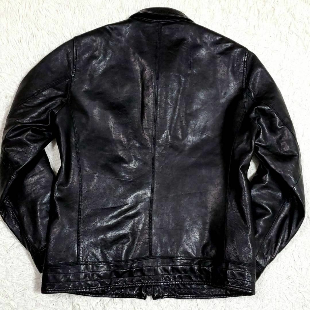 極美品 M ナノユニバース 極暖サーモライト ラムレザーライダースジャケット