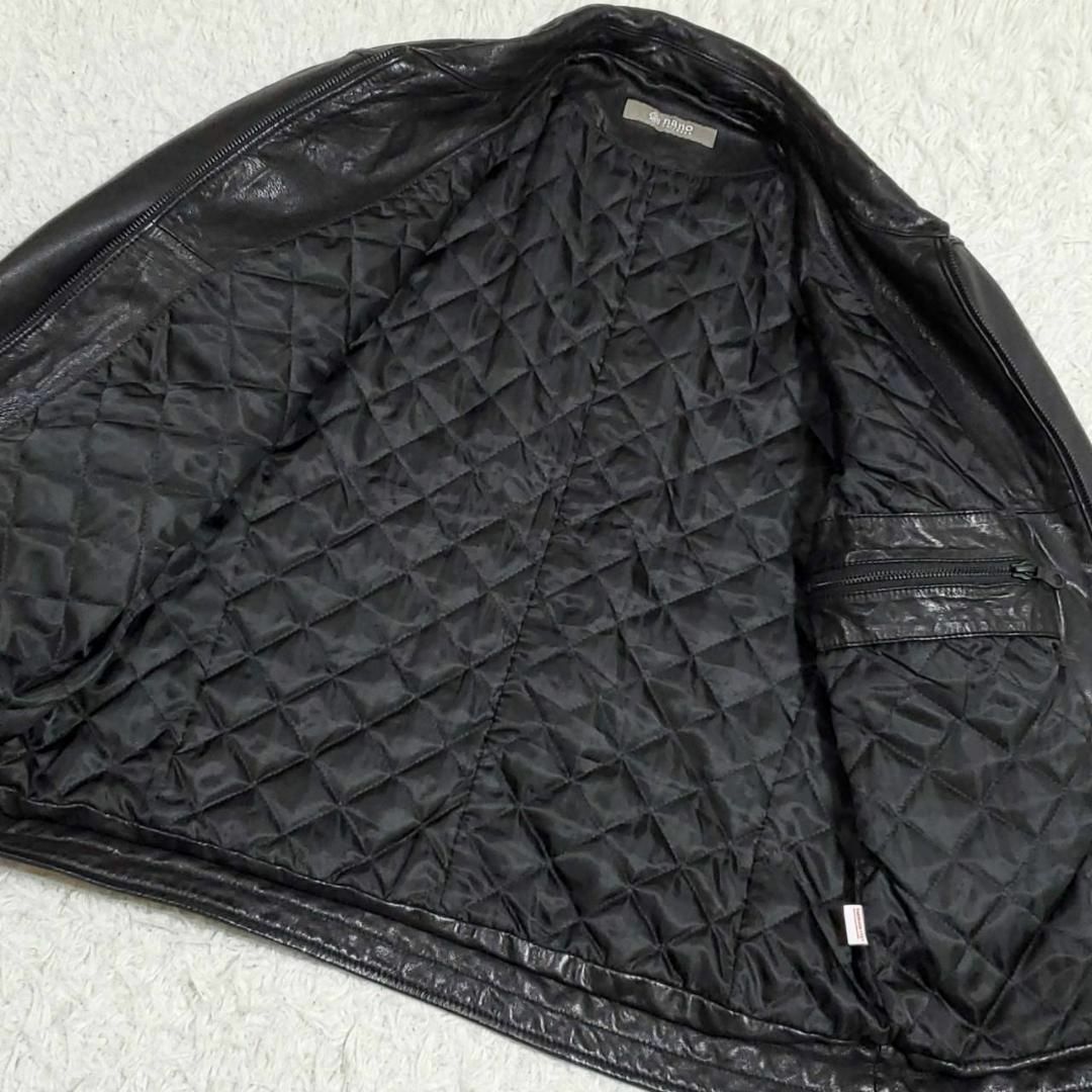 極美品 M ナノユニバース 極暖サーモライト ラムレザーライダースジャケット