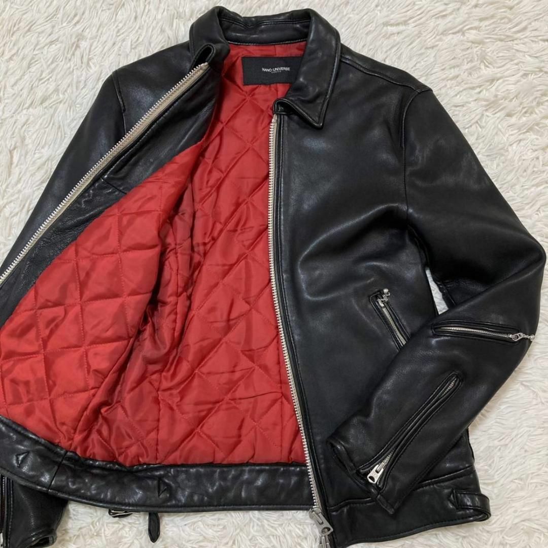 極美品 M ナノユニバース ラムレザー ライダース ジャケット キルティング 黒 | フリマアプリ ラクマ