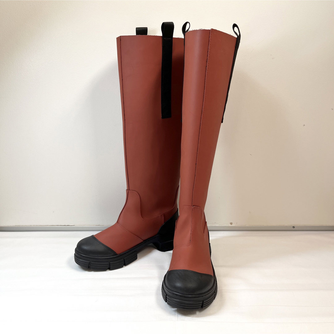 GANNI ガニー ラバーロングブーツ 長靴 ブラウン 23cm-