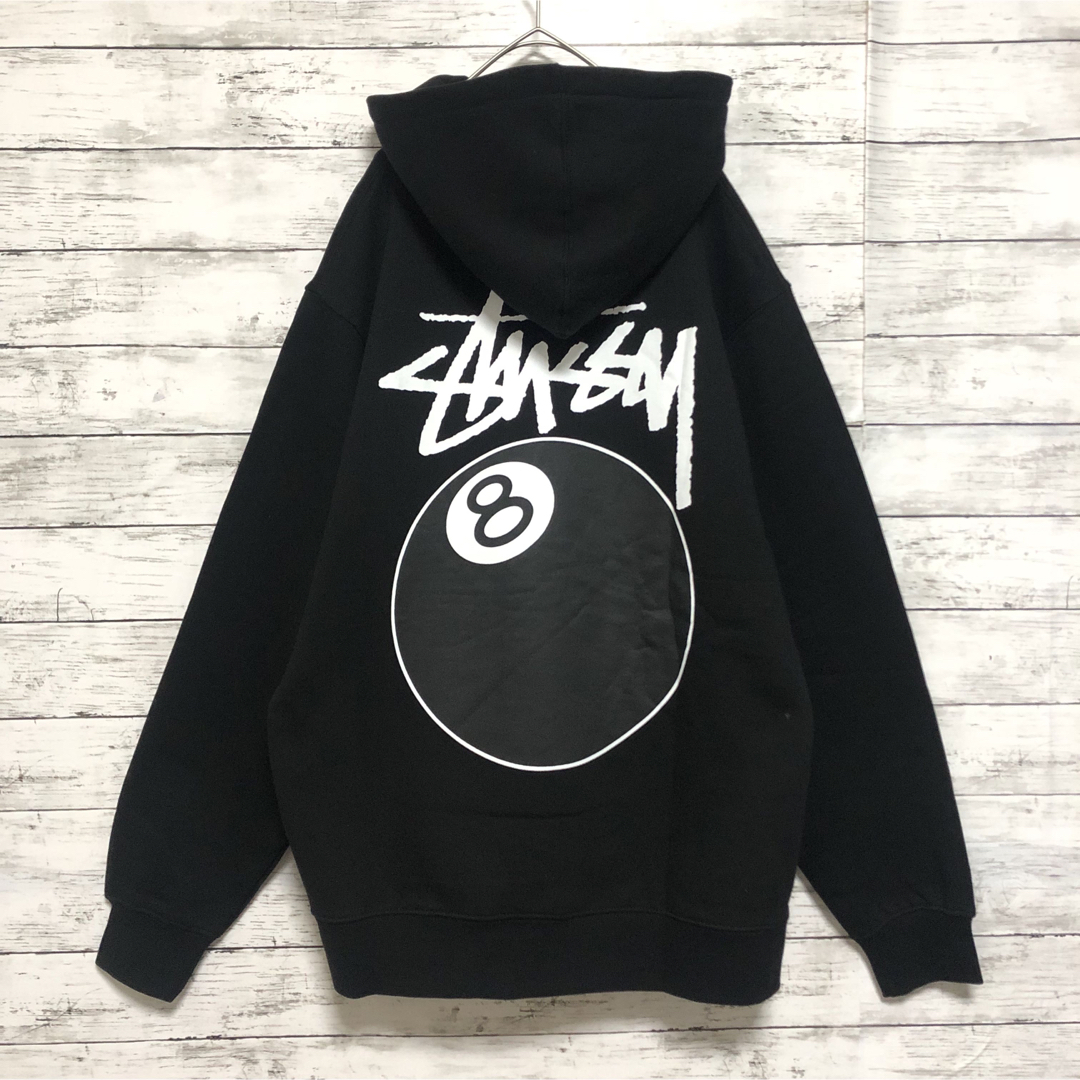 【新品】stussy スウェットパーカー　サイズL ブラック　8ボール