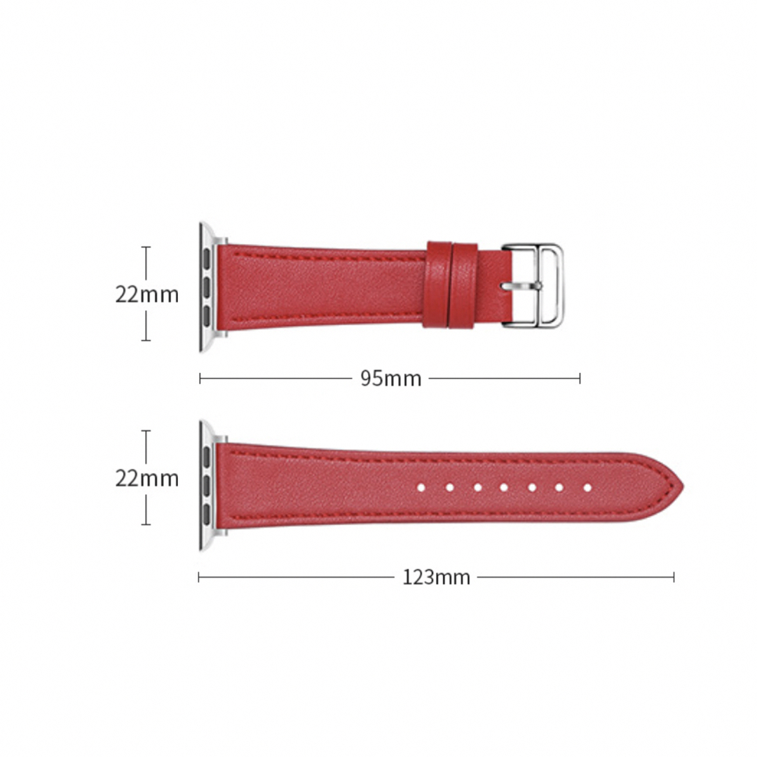 Apple Watch(アップルウォッチ)のApple Watch バンド 合皮 42/44/45mm　レッド メンズの時計(レザーベルト)の商品写真
