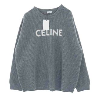 CELINE セリーヌ ニット サイズ:L 21AW ラインストーン フェアアイル オーバーサイズ ウール ニット セーター TEEN NIGHT POEM ティーンナイトポエム ノルディック グレー イギリス製 トップス 長袖 【メンズ】【美品】