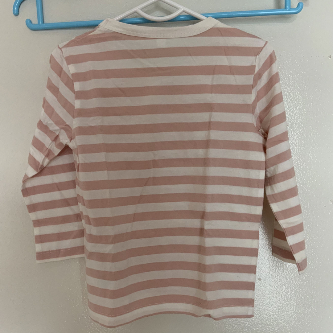 MUJI (無印良品)(ムジルシリョウヒン)の無印良品 ボーダー カットソー トップス Tシャツ 長袖 ロンT 子供服 100 キッズ/ベビー/マタニティのキッズ服女の子用(90cm~)(Tシャツ/カットソー)の商品写真