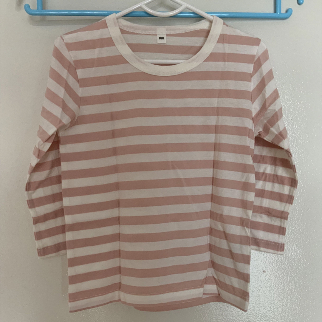 MUJI (無印良品)(ムジルシリョウヒン)の無印良品 ボーダー カットソー トップス Tシャツ 長袖 ロンT 子供服 100 キッズ/ベビー/マタニティのキッズ服女の子用(90cm~)(Tシャツ/カットソー)の商品写真