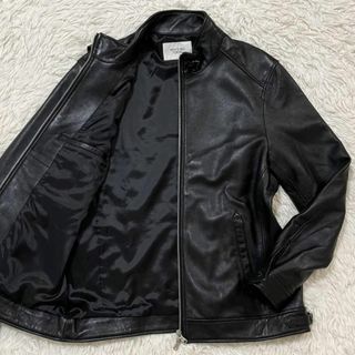 メンズビギ(MEN'S BIGI)の極美品 XL メンズビギ 最高級 ラムレザー ライダース ジャケット 黒 LL(ライダースジャケット)