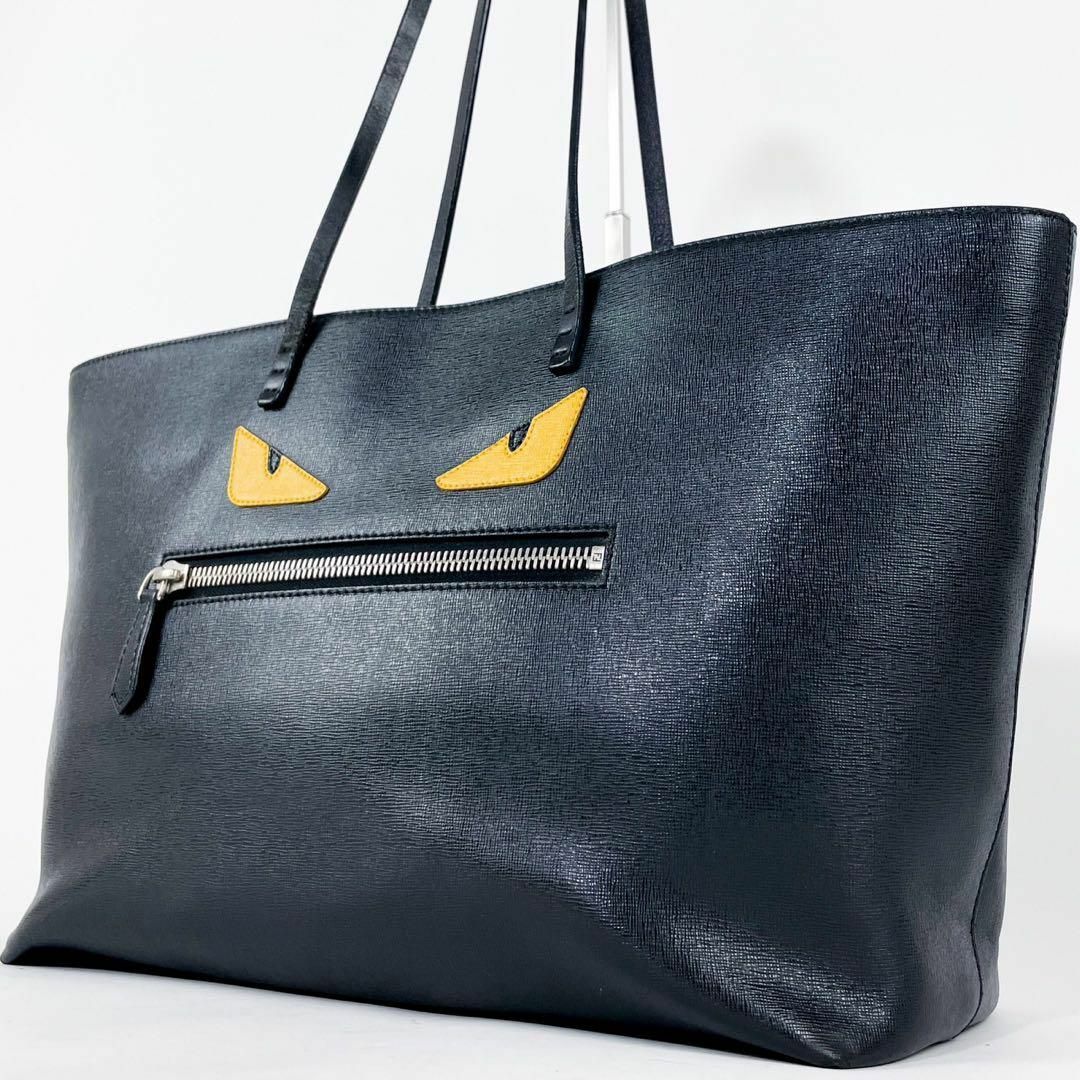 美品》FENDI バグズ サフィアーノレザー モンスター トートバッグ A4