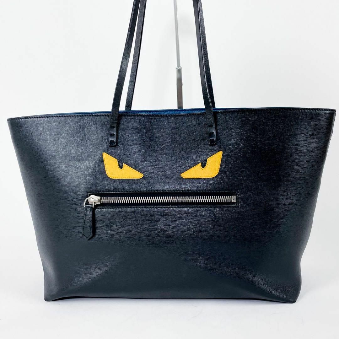 美品》FENDI バグズ サフィアーノレザー モンスター トートバッグ A4