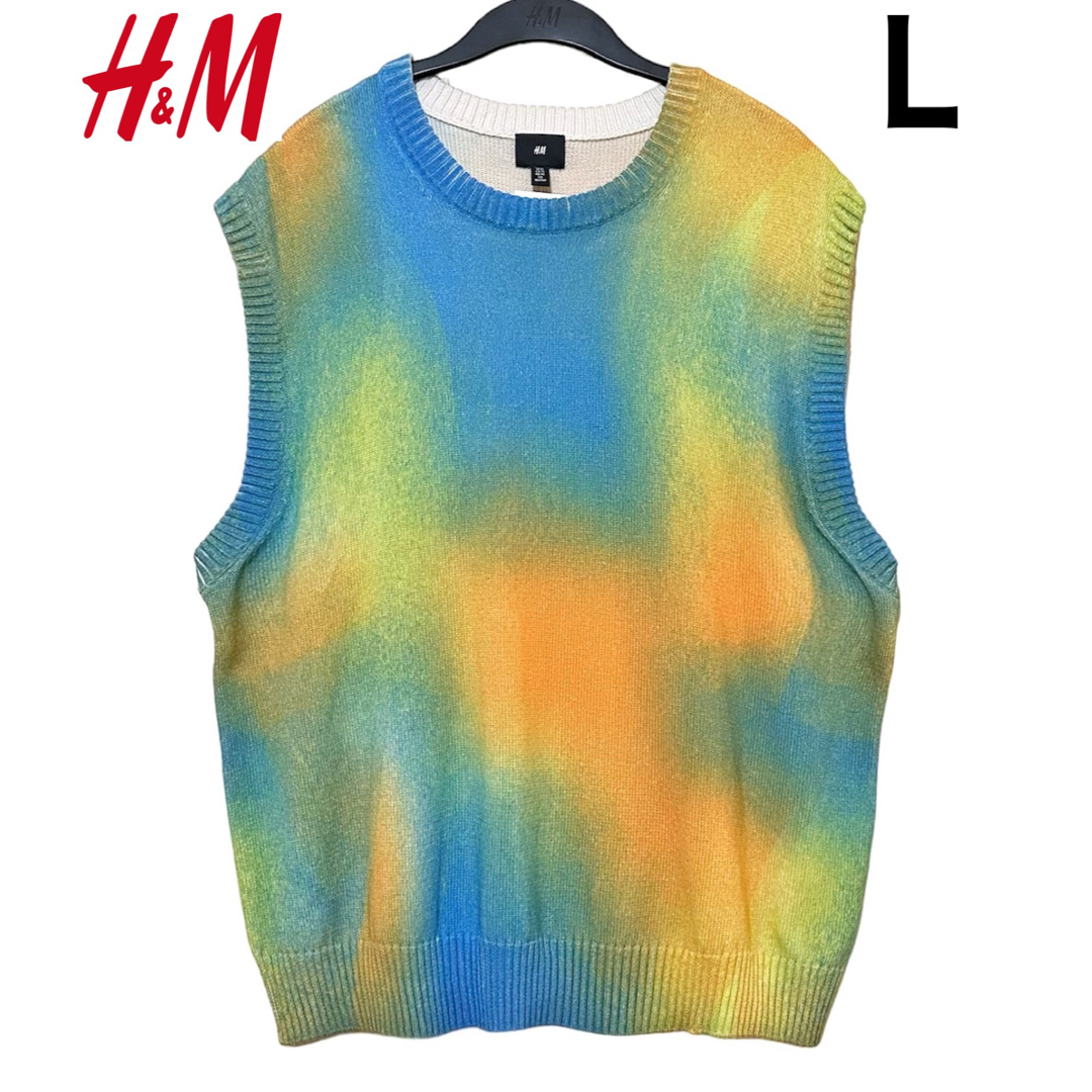 H&M(エイチアンドエム)の新品 H&M マルチカラー ニット ベスト L メンズのトップス(ニット/セーター)の商品写真