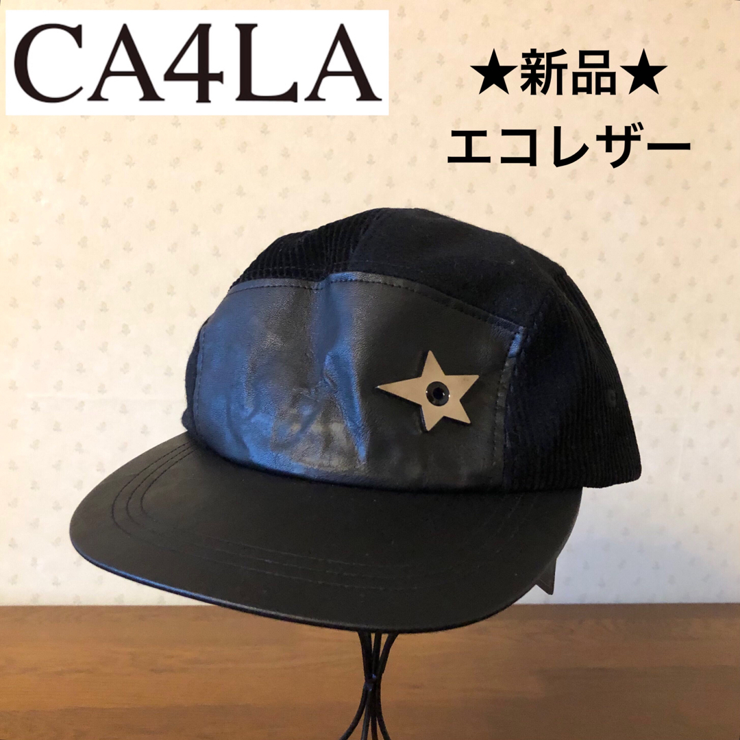 CA4LA WAO-N CAP ワォーンキャップ 黒 ブラック 犬 ブローチ8000