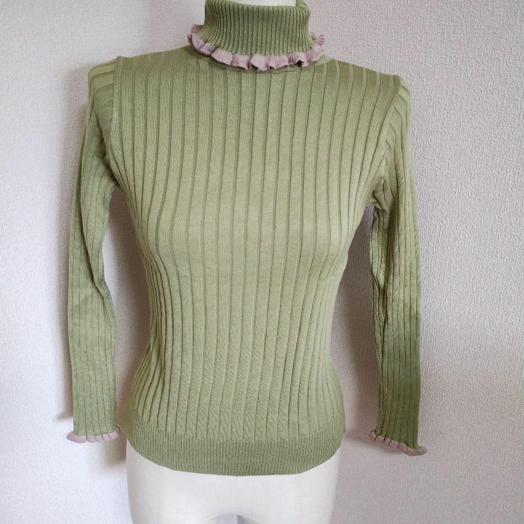 美品　ウール　セーター　トップス　ニット　長袖　水色　ライトグリーン　暖かい