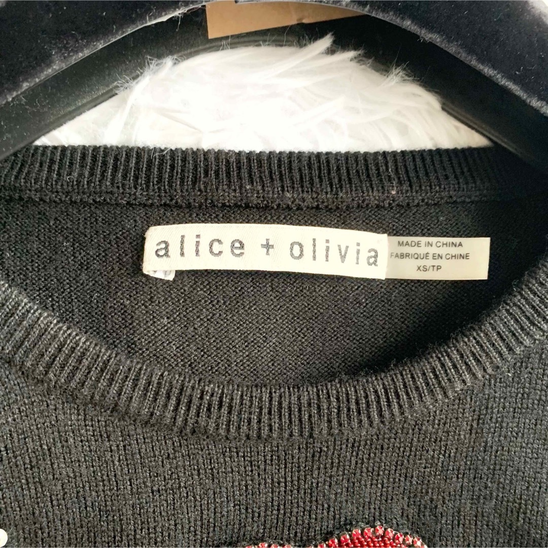 【極美品】Alice＋olivia ニットベスト ウール ビジュー付き 刺繍入り 1