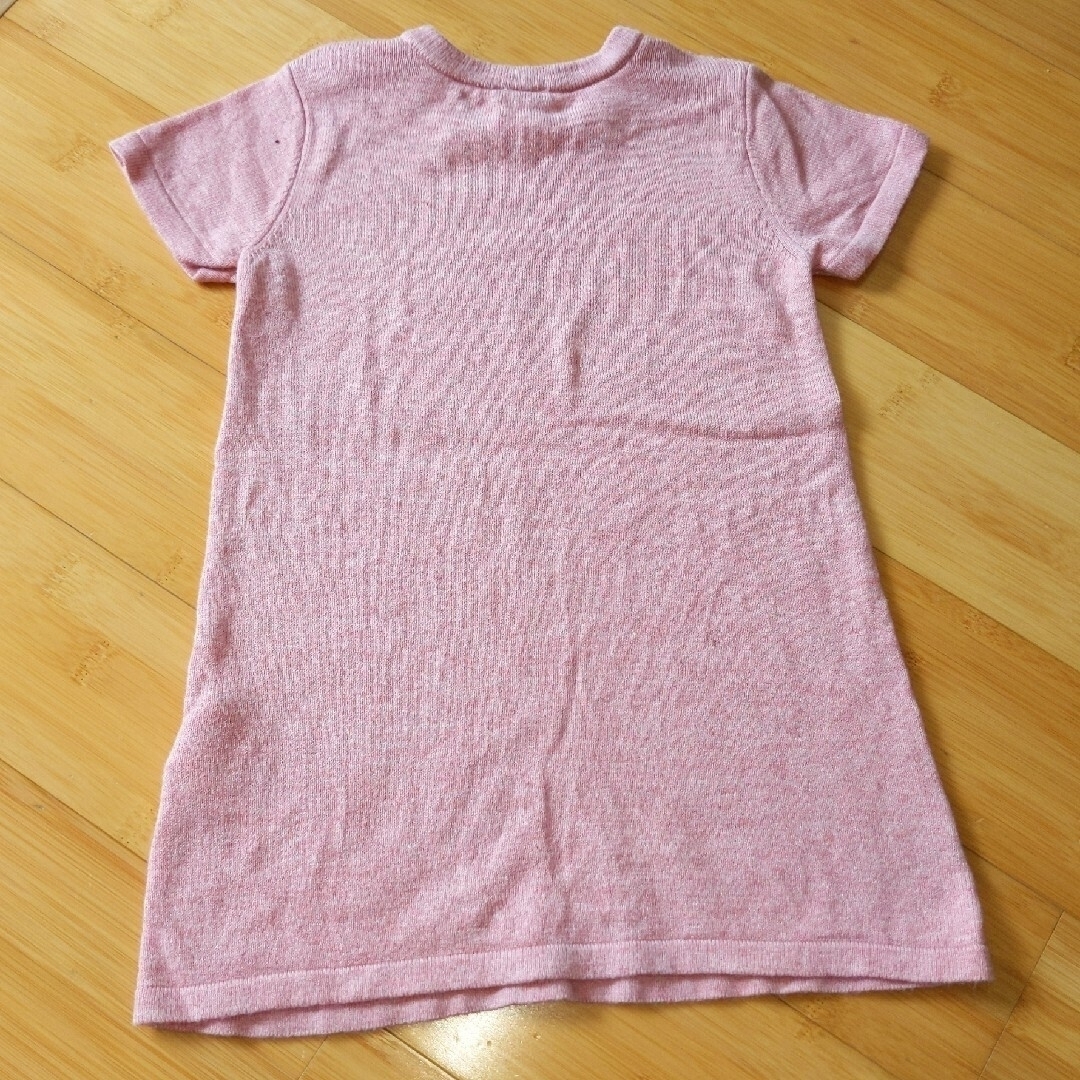 H&M(エイチアンドエム)のエイチアンドエム　半袖ワンピース　ニットワンピース　80　ピンク　美品 キッズ/ベビー/マタニティのベビー服(~85cm)(ワンピース)の商品写真