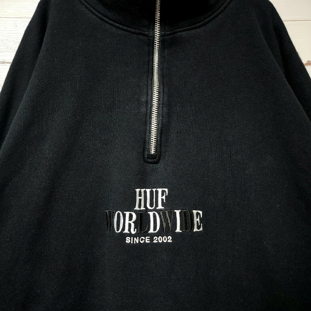 HUF ハフ トレーナー ハーフジップ ブラック 希少 - スウェット
