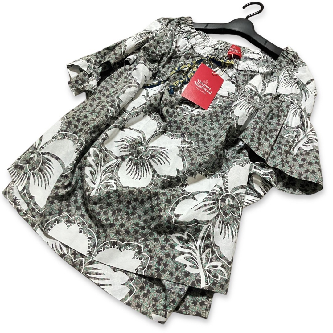 Vivienne Westwood(ヴィヴィアンウエストウッド)の新品✨ヴィヴィアンウエストウッド✨希少✨花柄　ブラウス＋スカート　セット　アシメ レディースのワンピース(ひざ丈ワンピース)の商品写真