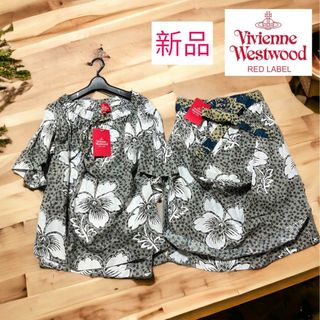 ヴィヴィアンウエストウッド(Vivienne Westwood)の新品✨ヴィヴィアンウエストウッド✨希少✨花柄　ブラウス＋スカート　セット　アシメ(ひざ丈ワンピース)