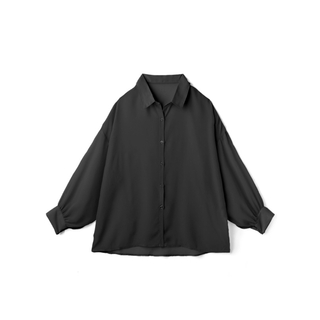 グレイル(GRL)のドロップショルダーシアーシャツ　ブラック(シャツ/ブラウス(長袖/七分))