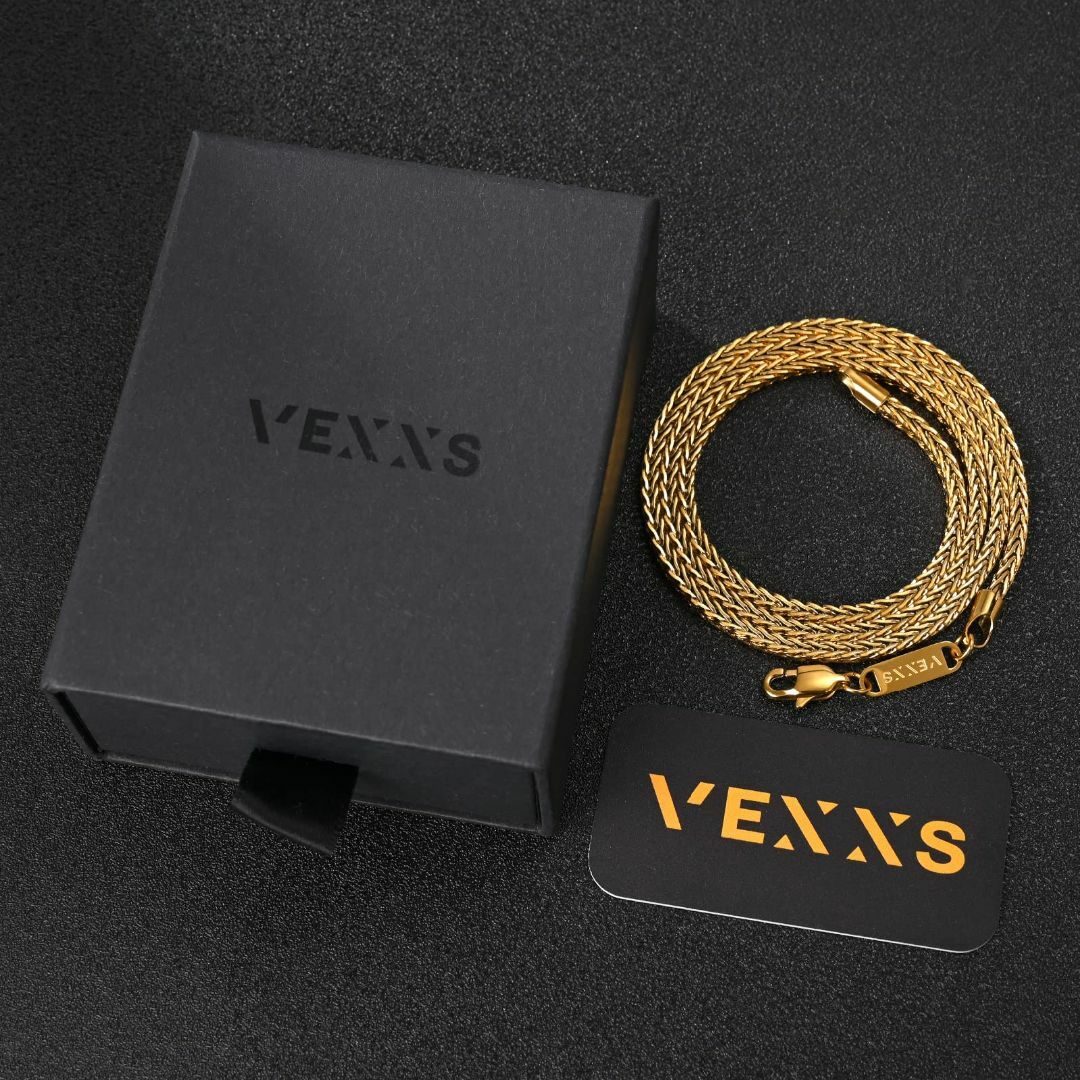 【色: 3mm-ゴールド】[VEXXS] フォックステイル ネックレス チェーン