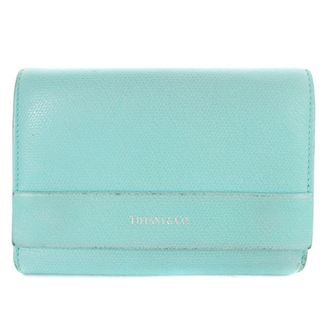 Tiffany & Co.(ティファニー)のティファニー 財布 レザー ロゴ 三つ折り 水色 レディースのファッション小物(財布)の商品写真