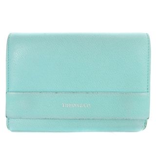 ティファニー(Tiffany & Co.)のティファニー 財布 レザー ロゴ 三つ折り 水色(財布)