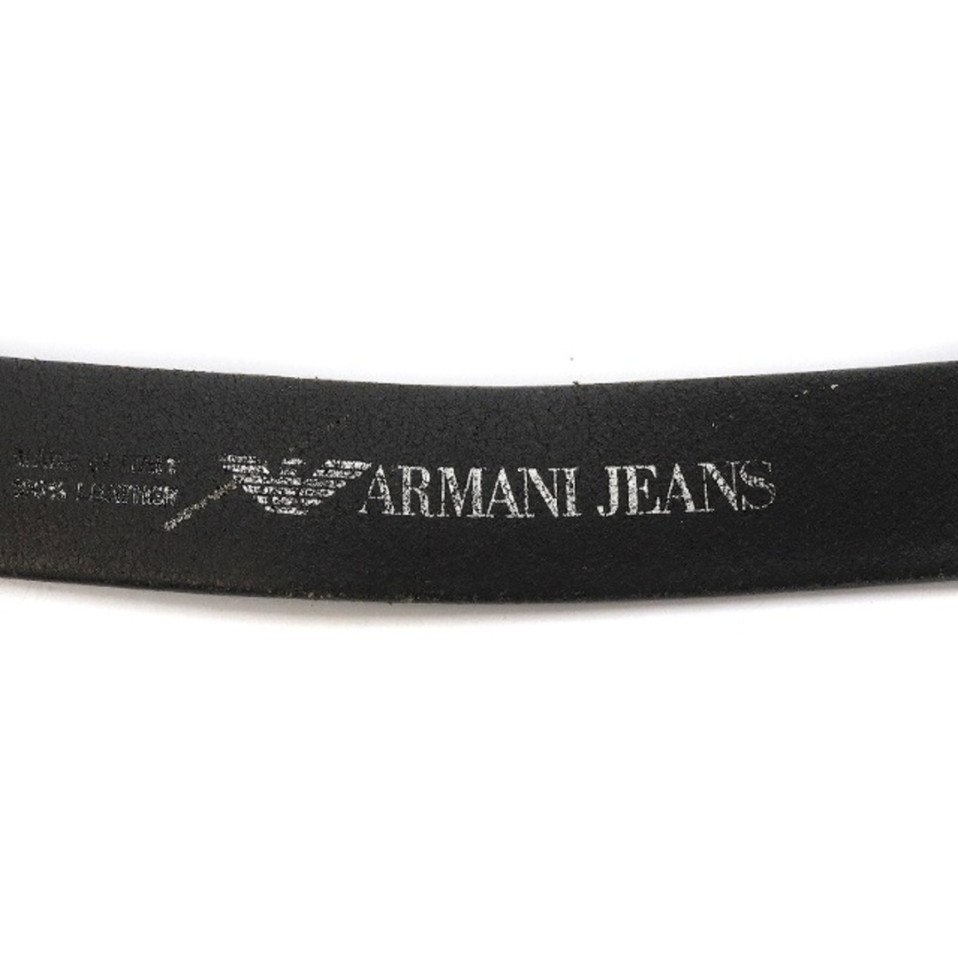 ARMANI JEANS ベルト ハトメ レザー 80 黒 ブラック シルバー色