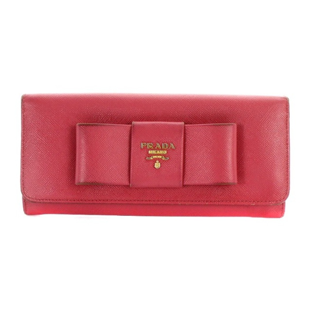 プラダ PRADA サフィアーノ フィオッコ リボン レザー 二つ折り長財布-