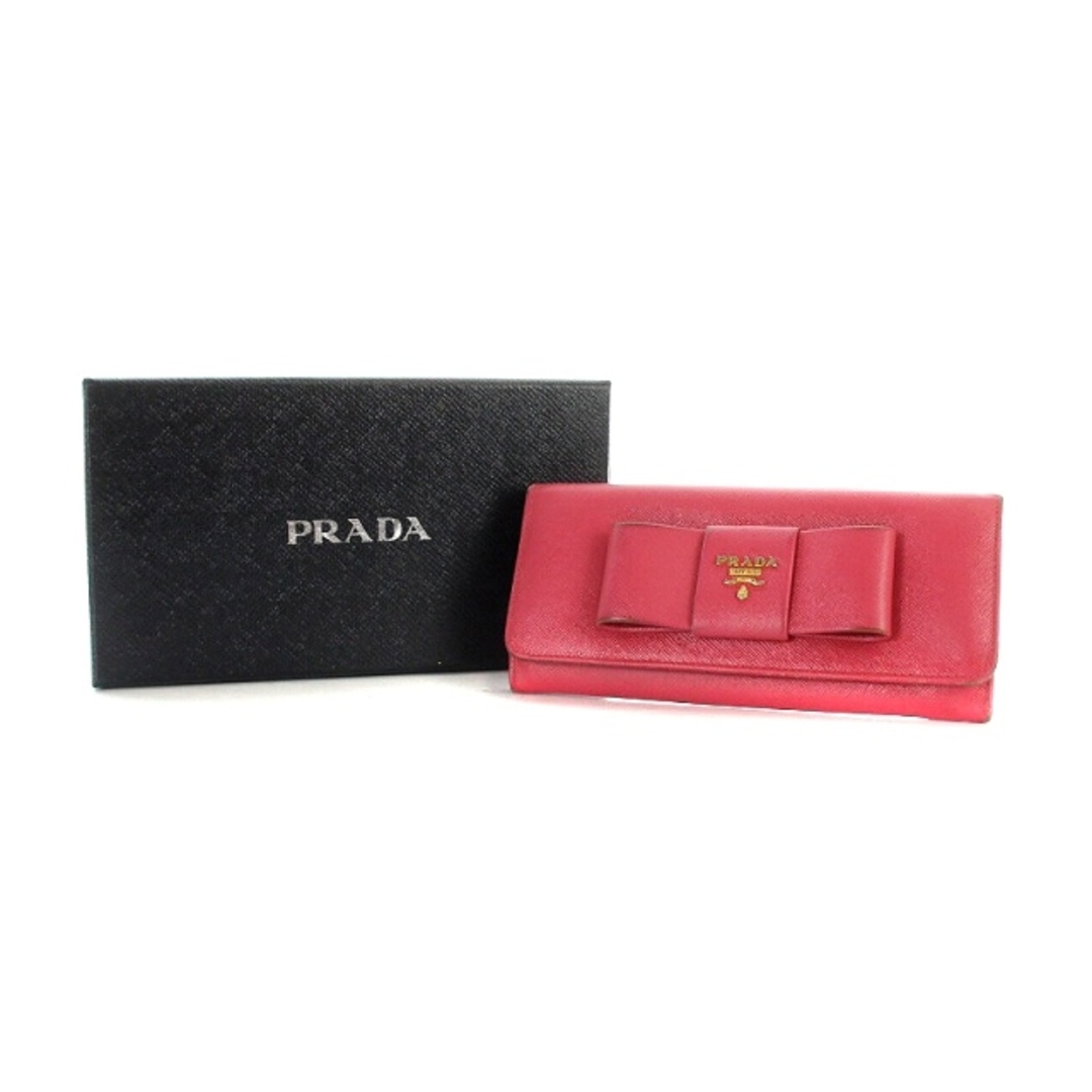 PRADA - プラダ PRADA 長財布 二つ折り リボン レザー ピンクの通販 by