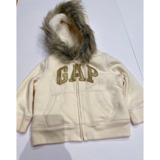 ベビーギャップ(babyGAP)のGAP パーカー　80 90 ファー　ラメ　ゴールド　ベージュ(ジャケット/コート)