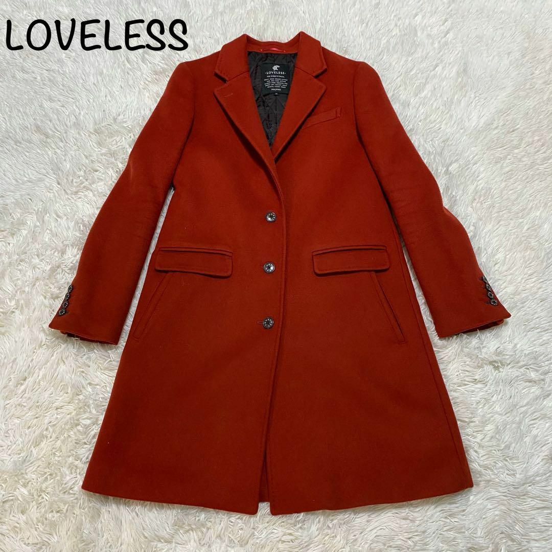 【美品】LOVELESS ラブレス チェスターコート ロングコート レッド