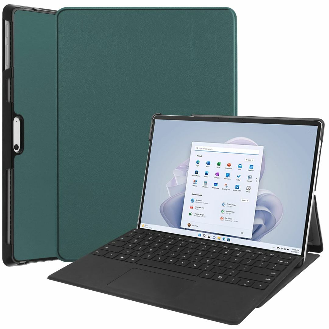 【色: 濃い緑】For Surface Pro 9 ケース サーフェス プロ 9