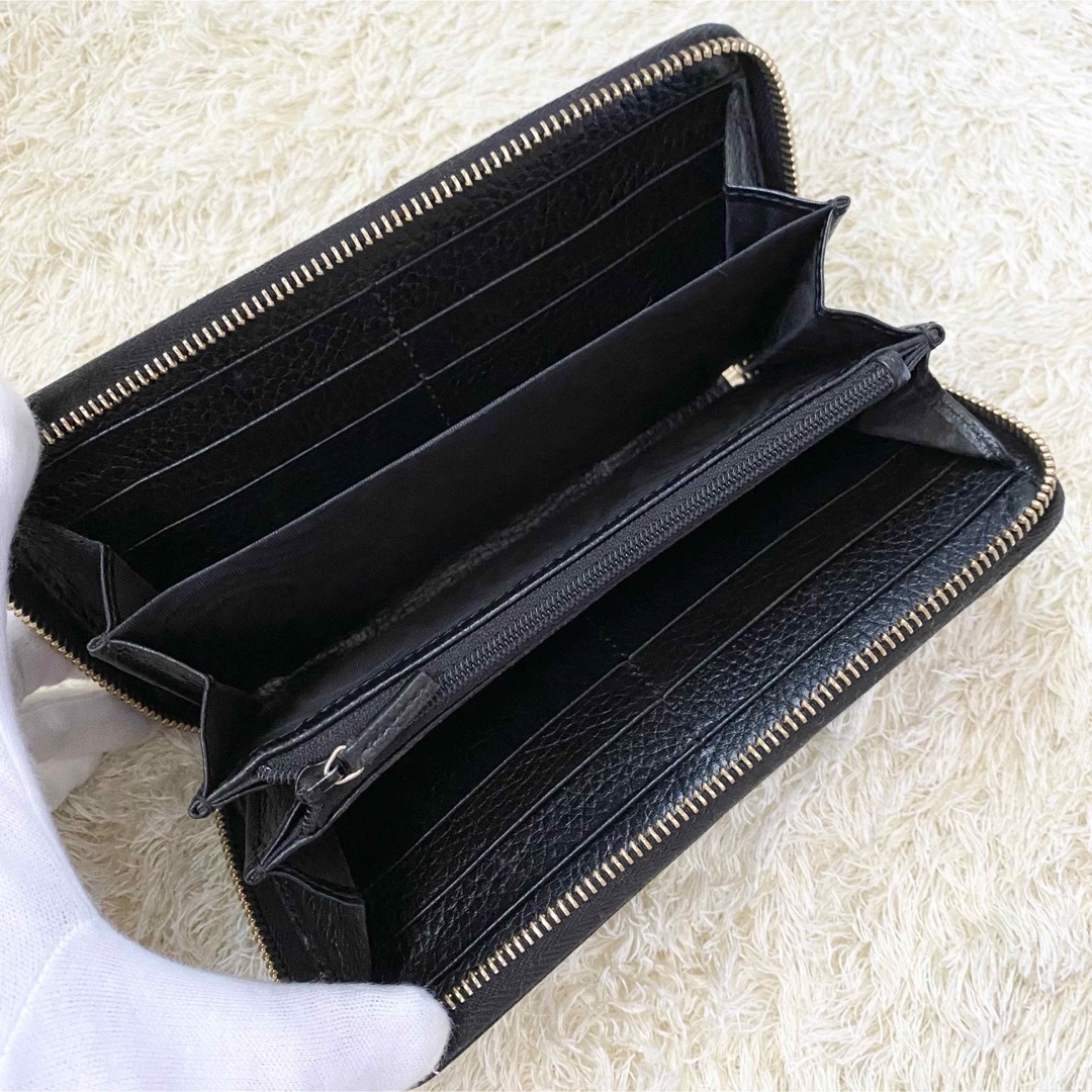 極美品✨GUCCI グッチ GG マーモント ラウンドファスナー ブラック