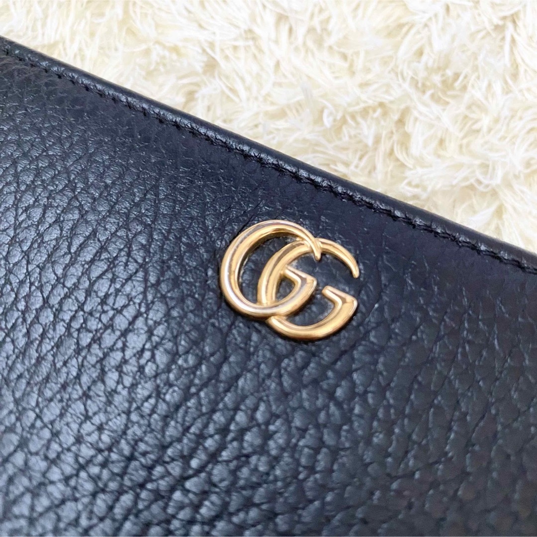 極美品✨GUCCI グッチ GG マーモント ラウンドファスナー ブラック