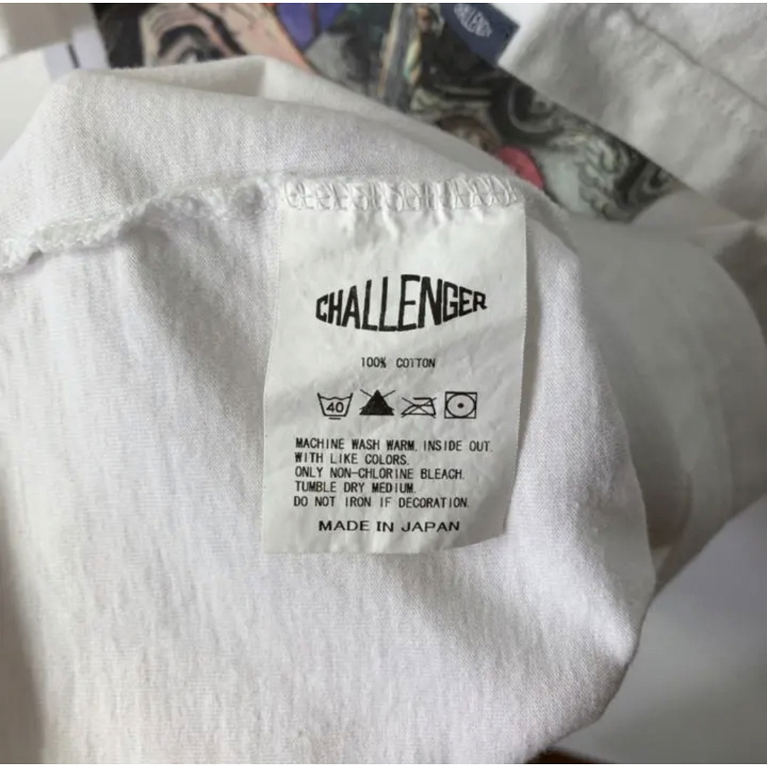 TENDERLOIN(テンダーロイン)の大人気　チャレンジャー　Tシャツ　ホワイト　L　プリント　日本製　コットン　古着 メンズのトップス(Tシャツ/カットソー(半袖/袖なし))の商品写真