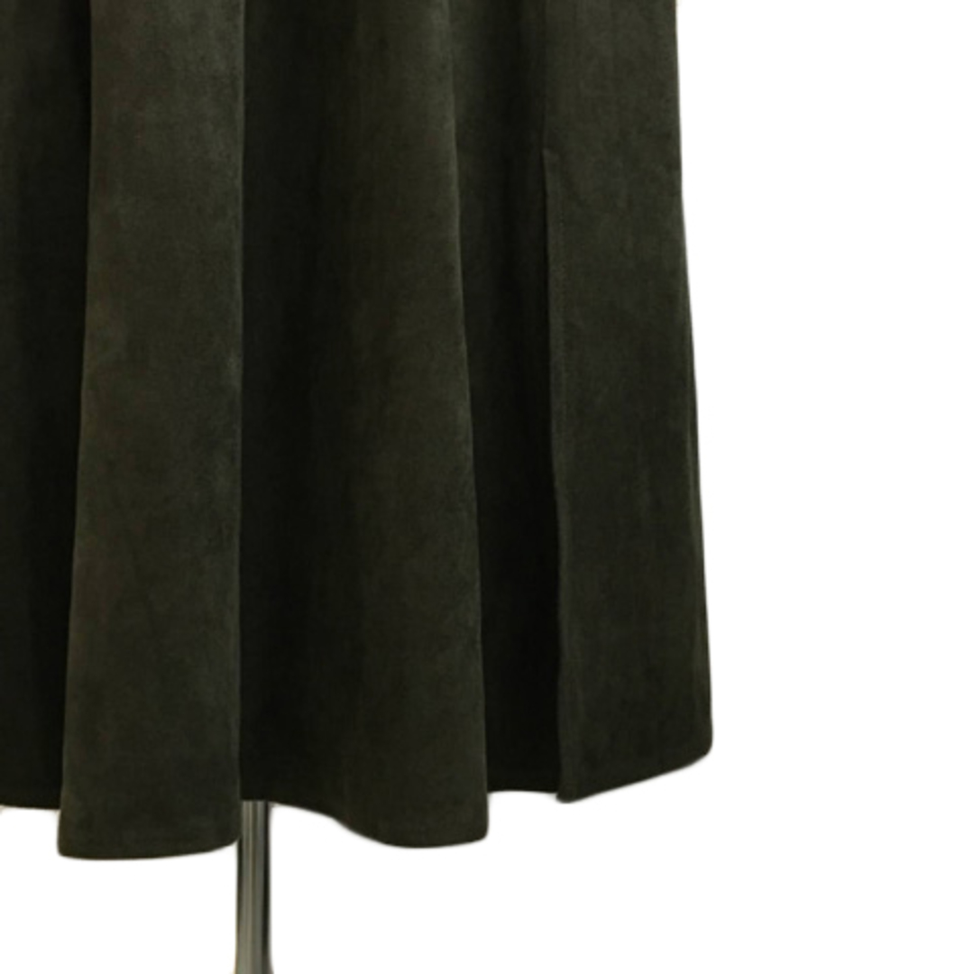 JEANASIS(ジーナシス)のジーナシス スカート フレア ロング スエード調 ウエストゴム 無地 F 緑 レディースのスカート(ロングスカート)の商品写真