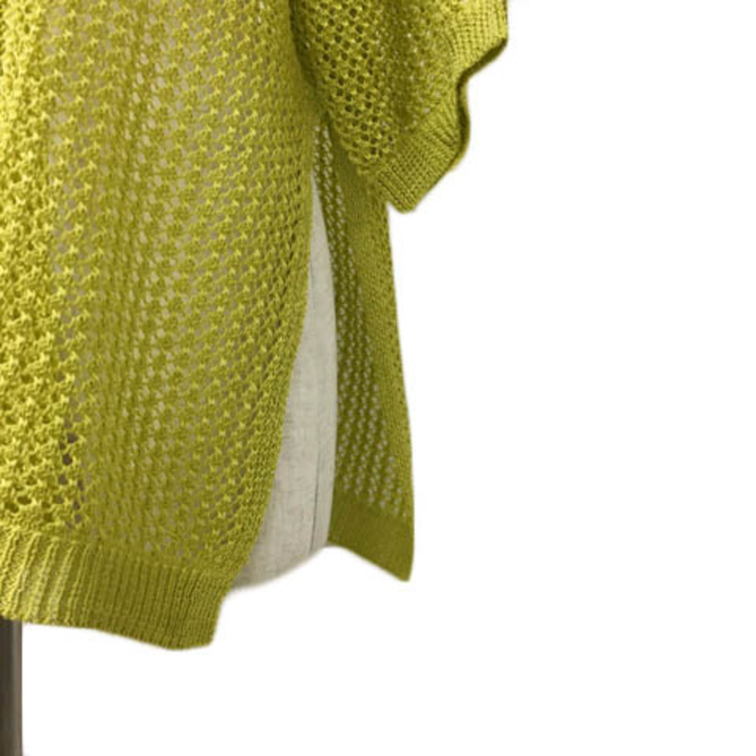 LOWRYS FARM(ローリーズファーム)のローリーズファーム セーター ニット 透かし編み スリット 五分袖 F 黄緑 レディースのトップス(ニット/セーター)の商品写真
