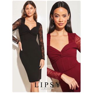 リプシー(Lipsy)のLipsy♡レース 長袖 コルセットワンピース(ひざ丈ワンピース)