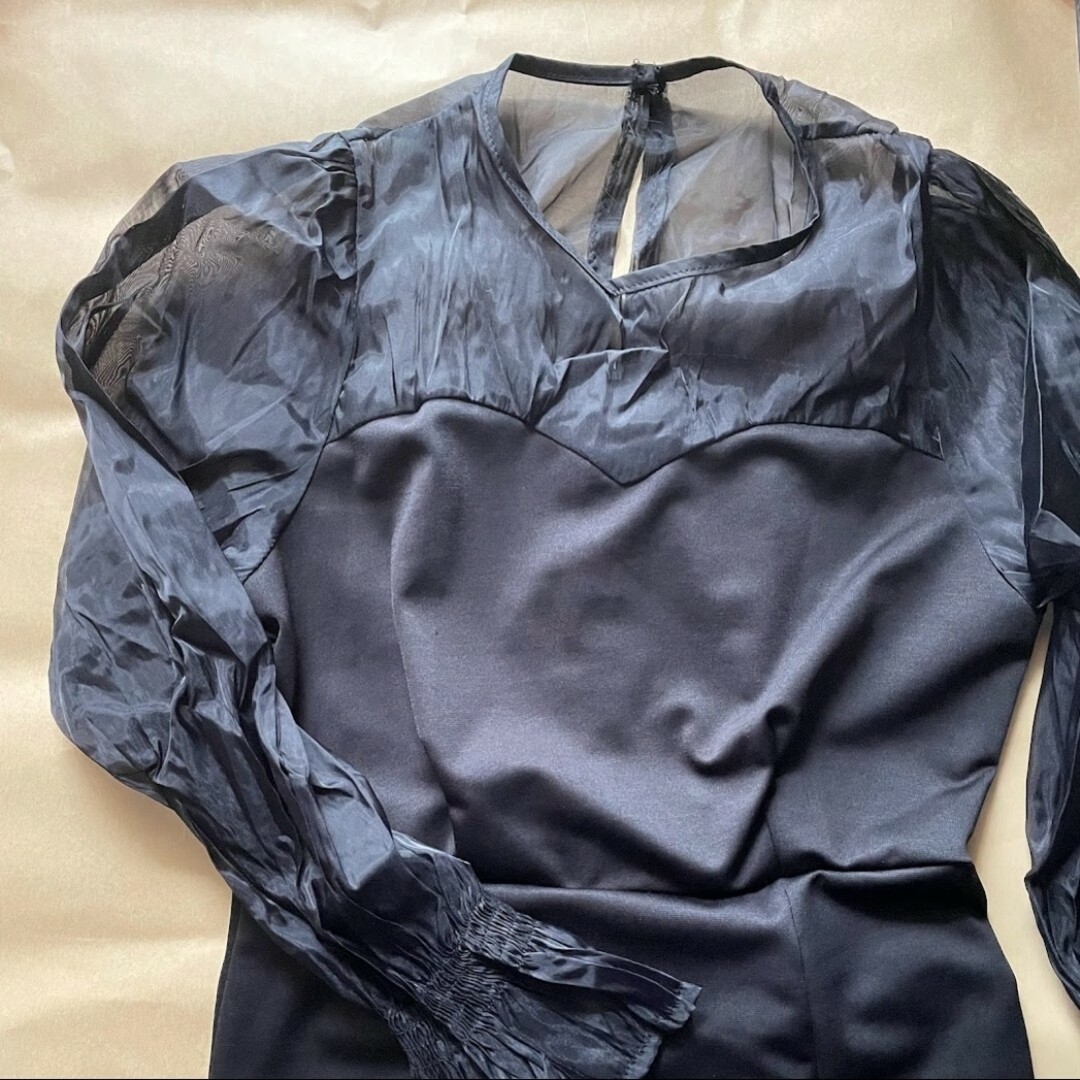 マーメイド シースルー シアー ドレス ワンピース パーティードレス 黒 レディースのフォーマル/ドレス(ロングドレス)の商品写真