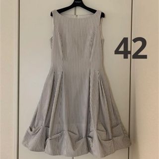 フォクシー(FOXEY) ひざ丈ワンピース(レディース)(ストライプ)の通販