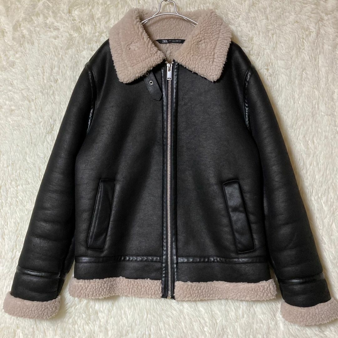 ZARA - 極美品 ZARA ザラ フェイク ムートンジャケット L ブルゾン ...