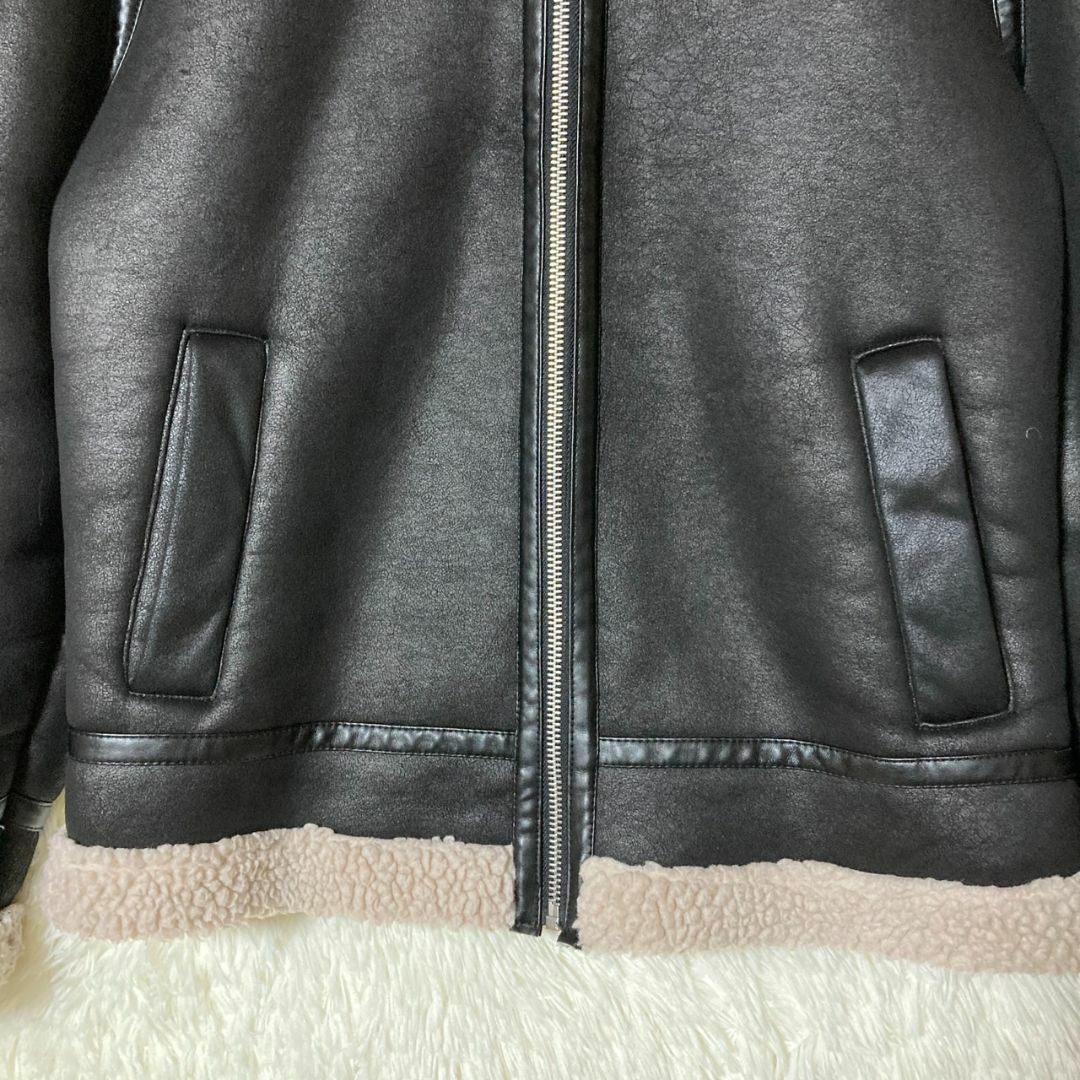 極美品 ZARA ザラ フェイク ムートンジャケット L ブルゾン 大きいサイズ