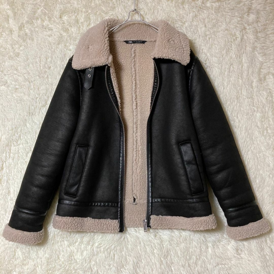 極美品 ZARA ザラ フェイク ムートンジャケット L ブルゾン 大きいサイズ