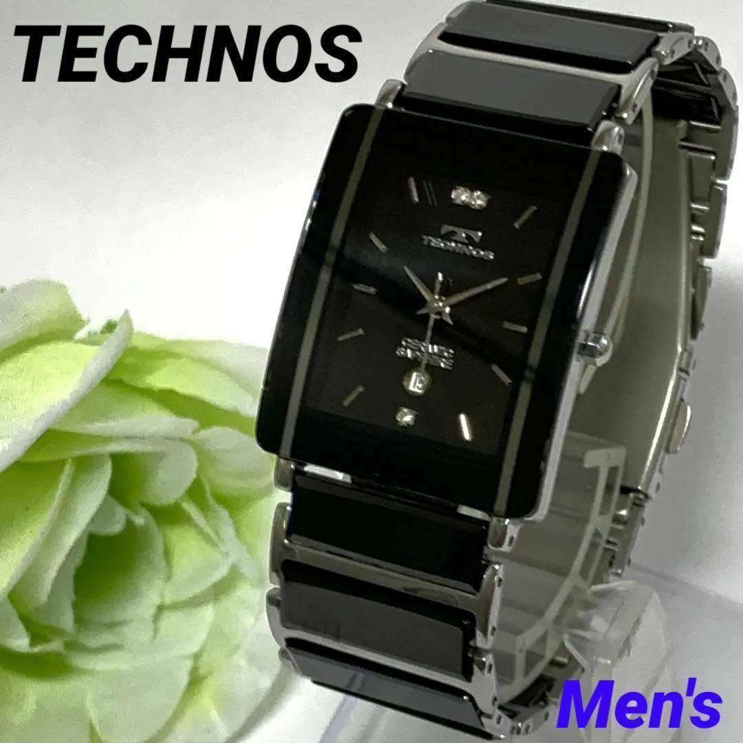 535 TECHNOS テクノス メンズ 腕時計 デイト クオーツ式 電池交換済